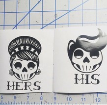 FREE SHIPPING!! His And Her Vintage Rockabilly Skull Vinyl Sticker Decal - £7.96 GBP