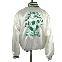 Vintage 1990 Carlisle Girls Soccer Satin Bomber Jacket Extra Large - $44.54