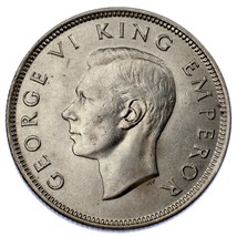 1943 New Zealand Florin Silver Coin (AU Condition) KM 10.1 - $54.45