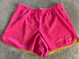 Champion Girls Hot Pink Yellow Mesh Athletic Shorts 10-12 - $9.31