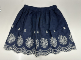 Womens Alya Blue Tan Embroidered Floral Skirt Size Medium - $9.46