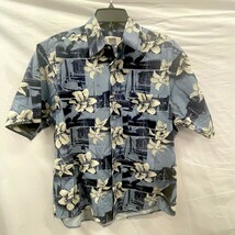Crossings Blue Tropical Button Down Hawaiian Cotton Shirt Med - $213.82 MXN