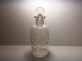 Vintage Apothecary Chemist Bottle Embossed &quot;Acid Sulphuric H2 SO4 &quot; - £19.51 GBP