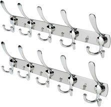 2 Pcs Coat Clothes Wall Mount Hook Hanger Towel Rack Stainless Steel 15 ... - £35.39 GBP