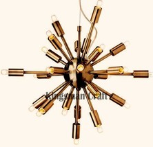 1950s Style Antiqued Brass Sputnik Chandelier 24 Arms Italian Look Elegant Light - £245.99 GBP