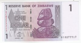 Zimbabwe, 1 Dollar, Ausgabe 2008, P65, UNC - $8.61