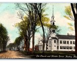 Church and Middle Street View Hadley MA Massachusetts UNP DB Postcard D19 - $10.84