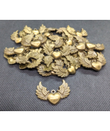 Lot of 28 Metal Brass Color Heart Wings Earrings Charms Jewelry Findings Crafts - $12.50