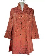 Shanghai Soho Chinese Asian Pink Gold Metallic floral Jacket Coat Size XL - $69.29