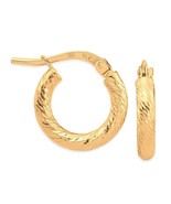 14K yellow gold hoop earrings for women diamond cut style - €186,71 EUR