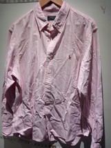 Polo Ralph Lauren Men’s Stripe Print Pink Long Sleeve Shirt Size Xl Express Ship - £17.72 GBP