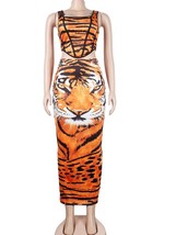 Kricesseen  Print Tiger  Skirt Set Summer Women Sleeveless Tank Top And Ankle Le - £80.95 GBP