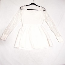 Shein White Sweater Woman&#39;s Lace Sleeve Size Small - £10.05 GBP
