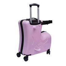 Kids Ride-On Spinner Luggage Pink Carry-On Wheeled Travel Suitcase - £132.14 GBP