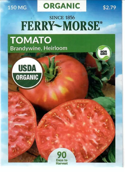 Tomato Brandywine Organic Vegetable Seeds Non-Gmo - Ferry Morse 12/24 Fresh Gard - $9.20