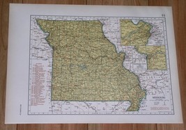 1943 Original Vintage Wwii Map Of Missouri / Verso Mississippi - £14.07 GBP