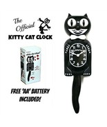 BLACK KITTY CAT CLOCK (3/4 Size) 12.75&quot; Free Battery MADE IN USA Kit-Cat... - $935.81 MXN