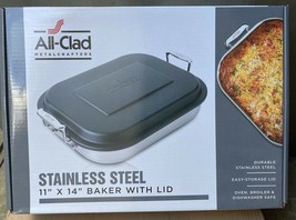 All-Clad 18/10 Stainless Lasagna Pan with Lid 14.5-In. x 11.75-In. x 2.5-In.   - £74.73 GBP