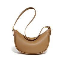 Leather Underarm Bag Women Prem Texture  Bag  Half Moon Bag Retro Crescent Bag C - £119.69 GBP