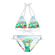 OOAK SEA GLASS Strappy Bikini Set White Bathing Suit CUSTOM Print! Sizes... - £46.94 GBP