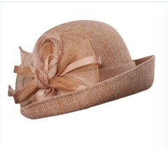 Sinamay Cloche Hat Fascinator Female Elegant Flower Hat British Lady Spe... - £43.06 GBP