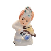 Vintage Small Porcelain Lady Playing Violin Figurine Japan 3&quot; - £7.30 GBP