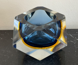 Mid Century Sommerso Flavio Poli Murano Glass Beveled Geometric Ashtray/... - £242.44 GBP