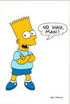 Bart Simpsons &quot;No Way Man!&quot;  c1990 Vintage Postcard (CC7) - £5.92 GBP
