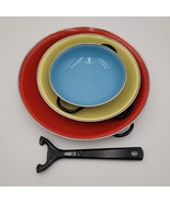 New Vintage 1960s Gourmet Crepe Pans Caravelle Sizzling Servers Colorful... - $49.49