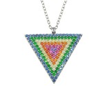 Sterling Silver 925 Rhodium Plated Colorful CZ Triangle Pendant Necklace - £27.93 GBP
