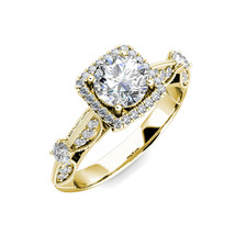 1.5 Carat G-H Diamond Fancy Halo Cushion Engagement Bridal Ring 14K Yell... - $2,217.60
