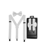 Kid White Suspender Set With Matching Polyester Bowtie - £3.94 GBP