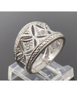 925 Sterling Silver - Vintage Floral Cutout Inlay Diamonds Ring Sz 6 - R... - $81.45 CAD