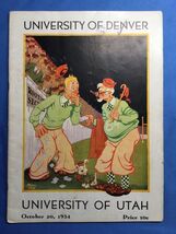1934 NCAA Football Program UNIV OF UTAH VS UNIV OF DENVER - $69.28