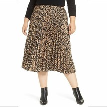 Halogen Animal Print Pleated Elastic Waist Midi Skirt leopard print SZ 1... - £30.32 GBP