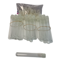 Lot of 31 Laboratory Glass 50mL Culture Tubes w/Thread Cap 20mm O.D. x 150mm L - £23.53 GBP