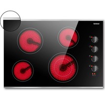 30 Inch Electric Cooktop 4 Burners, Knob Control Built-In Ceramic Cookto... - £346.23 GBP