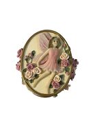 Dezine Fairy Trinket Box Pink Roses Jewelry Box Glitter Lid Vintage 2000... - $22.50