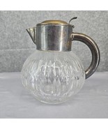 Vintage D.R.G.M. Germany Cut Chrystal &amp; Silver Plate Pitcher with Hinged... - £63.97 GBP