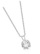 10K White or Yellow Gold Solitaire Pendant Necklace - £189.36 GBP