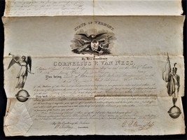 1823 antique VERMONT MILITIA CERT Monroe Light Infantry PIERCE signed Va... - $123.70