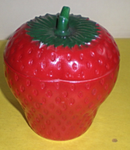 Vintage Hazel Atlas Milk Glass Red Strawberry Jam Jelly Marmalade Lidded Jar - £19.95 GBP