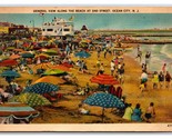 Beach Scene at 2nd Street Ocean City New Jersey NJ Linen Postcard R15 - $5.89