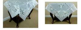 33x33&quot; Embroidered Cutwork Sheer Organza Embroidery Tablecloth White wit... - $32.99
