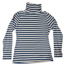 Time &amp; Tru Women&#39;s Long Sleeve Turtleneck Top Fitted Blue Stripe Size Small - £9.09 GBP