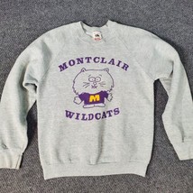 Vintage 80s Fruit Of The Loom Crewneck Sweatshirt Montclair Wildcats Size M - £12.41 GBP