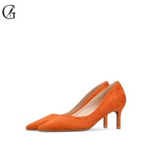 Women&#39;s Pumps Orange Pointed Toe Stiletto 6 CM High Heels Party Sexy Nightclub F - £46.08 GBP