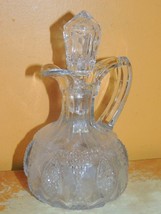 EAPG Glass Cruet 6&quot; diamond grid pointed oval antique hand blown Flint U... - €21,23 EUR