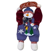 Christmas Winter “Let It Snow” Door Wall Hanger Snowman Plush Decor 25” x 12” - £18.03 GBP