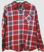 Fox flannel shirt size L men button close plaid, long sleeve 100% cotton - $12.13